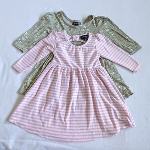 4/$15 NWOT Picapino Dresses 3-6 Months Super Soft Green Pink Woodland Stripes